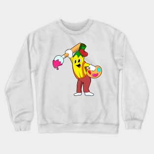 Banana as Painter with Paint brush Crewneck Sweatshirt